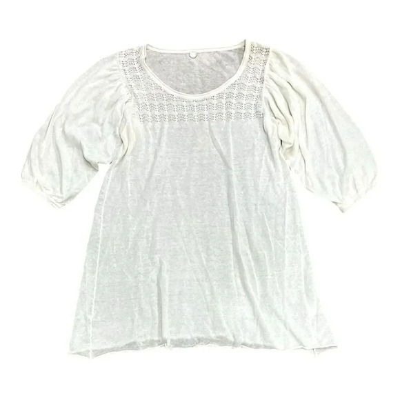 Margaret O’Leary Ivory Semi Sheer Knit Linen Tunic Top M - Picture 1 of 4